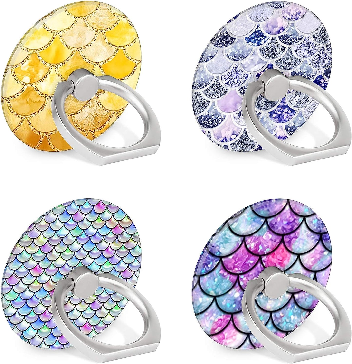 4-Pack Phone Ring Holder 360 Rotation Finger Stand Grip Kickstand for Smartphones and Tablets (Pink Marble)  Houmee Mermaid  