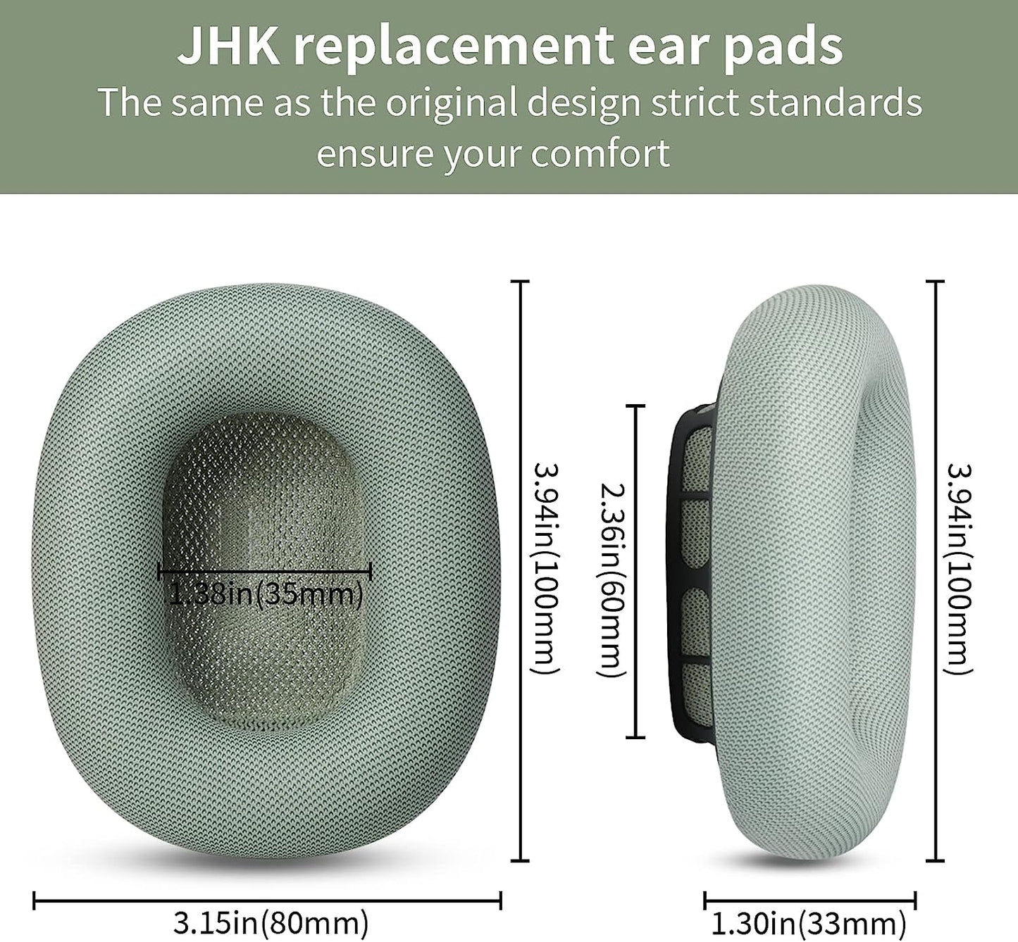 JHK for Airpods Max Ear Cushions Replacement Ear Pad Covers Airpod Pro Max Ear Cushions, Replacement Cat Ears Silicone Headband Airpod Max Accessories Gift: a Pair of Dustproof Knitted Covers (Green)  JHK   