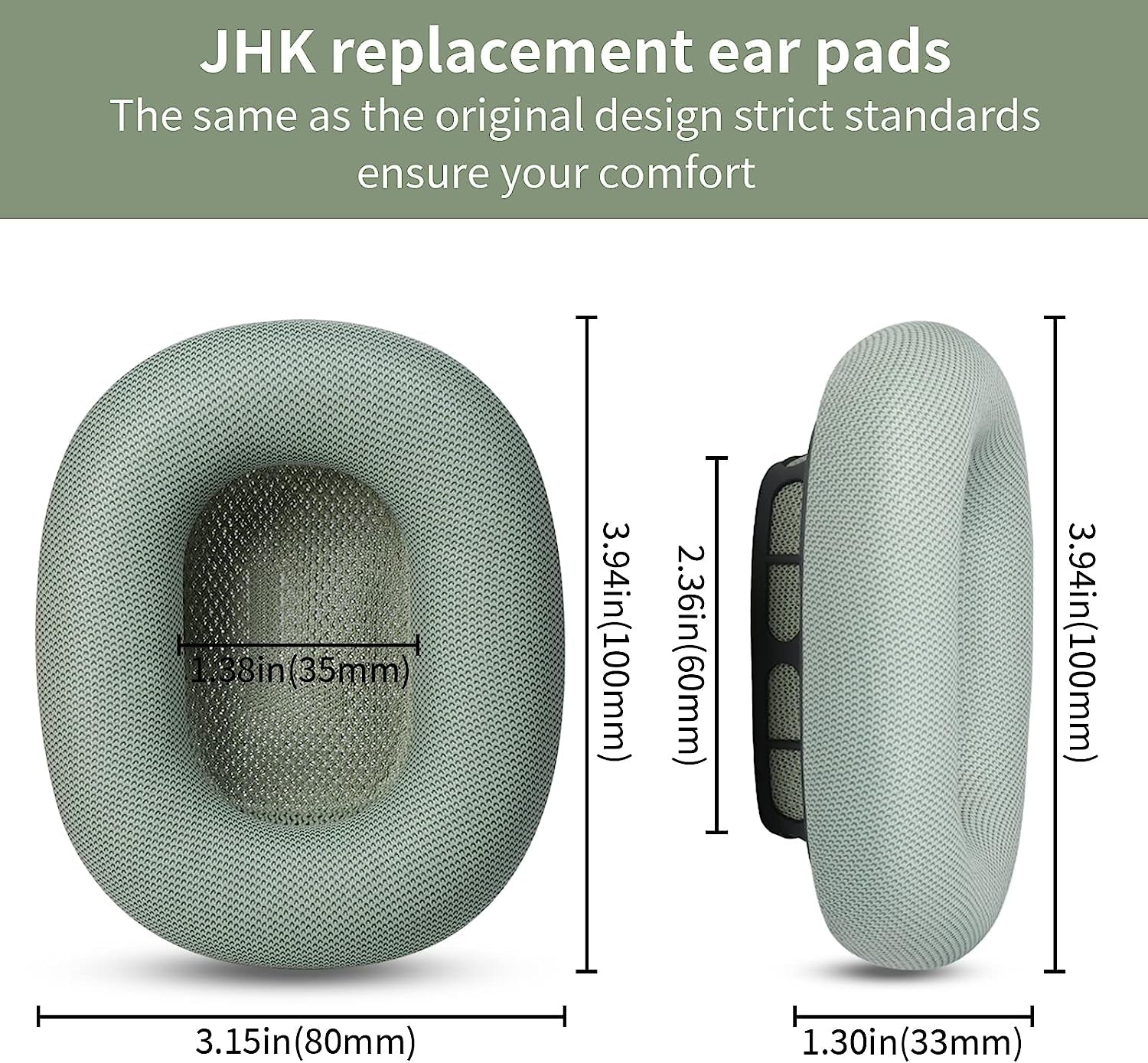 JHK for Airpods Max Ear Cushions Replacement Ear Pad Covers Airpod Pro Max Ear Cushions, Replacement Cat Ears Silicone Headband Airpod Max Accessories Gift: a Pair of Dustproof Knitted Covers (Green)  JHK   