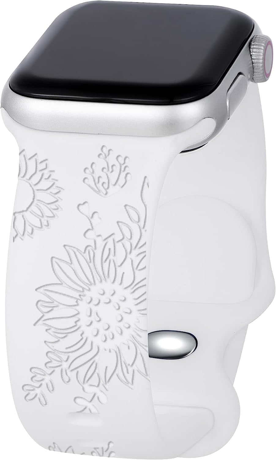 Compatible with Apple Watch Bands 38Mm 40Mm 41Mm 42Mm 44Mm 45Mm,Unique Flower Engraved Watch Band for Iwatch Series 7 6 5 4 3 2 1 SE Women Men  HZDK White 42mm/44mm/45mm 