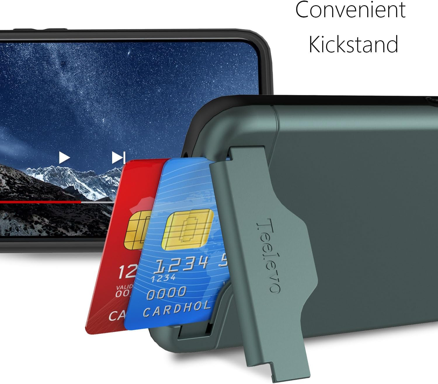 Teelevo Wallet Case for Google Pixel 8 Pro, Dual Layer Case with Card Slot Holder and Kickstand for Google Pixel 8 Pro - Dark Green  Teelevo   