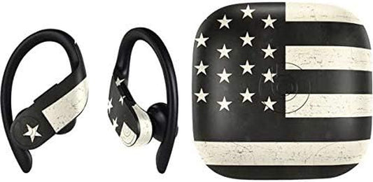 Skinit Decal Audio Skin Compatible with Powerbeats Pro - Originally Designed Black & White USA Flag Design  Skinit   