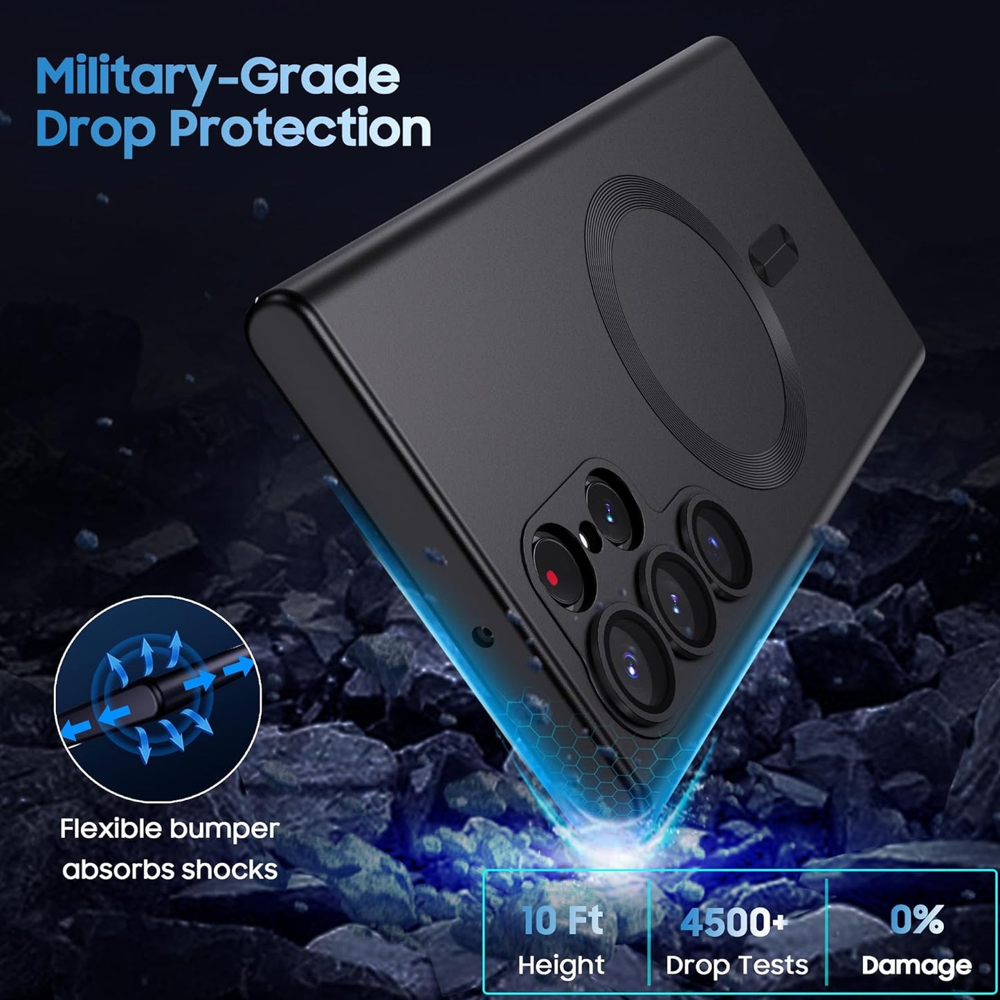 MAKAVO Matte for Samsung Galaxy S22 Ultra Case, Compatible with Magsafe, Slim Thin Magnetic Cover with Built-In Camera Lens Protector Shockproof Phone Shell (Black)  MAKAVO   