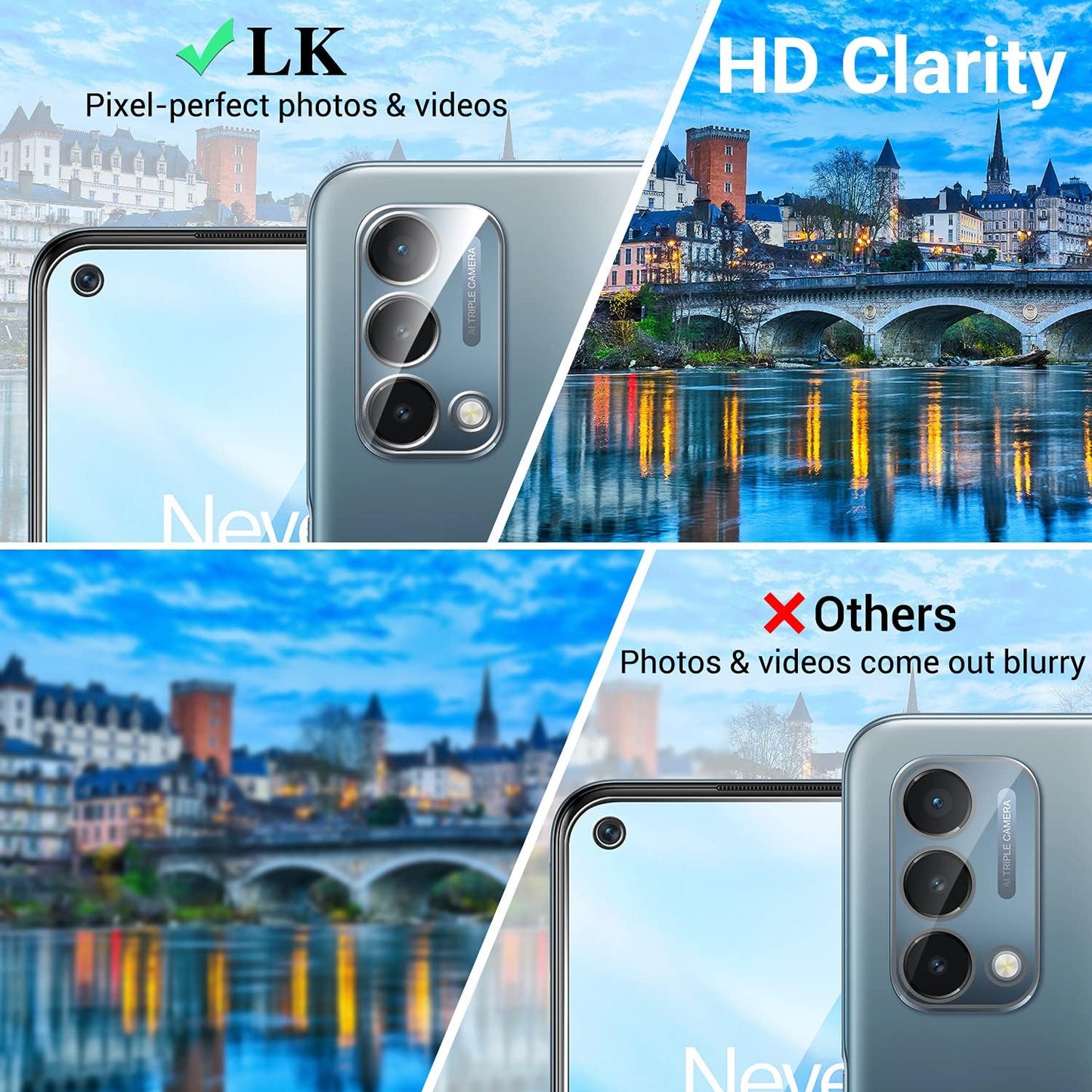 LK [4 Pack] 2 Pack Screen Protector for Oneplus Nord N200 5G + 2 Pack Camera Lens Protector, 9H Tempered Glass Screen Protector with Alignment Frame, Scratch-Resistant, Anti-Fingerprint, Smooth-Touch  LK   