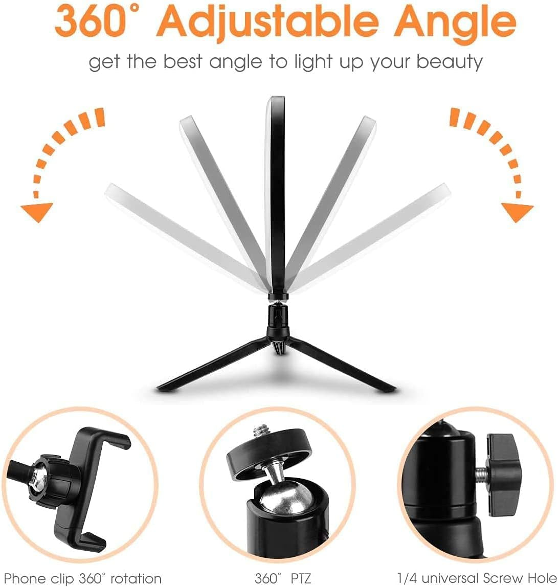 LED Ring Light 10" with Tripod Stand & Phone Holder,Selfie Ring Light Dimmable Makeup Ring Light for Youtube Video, Photography, Shooting with 3 Light Modes & 10 Brightness Level  everySU   