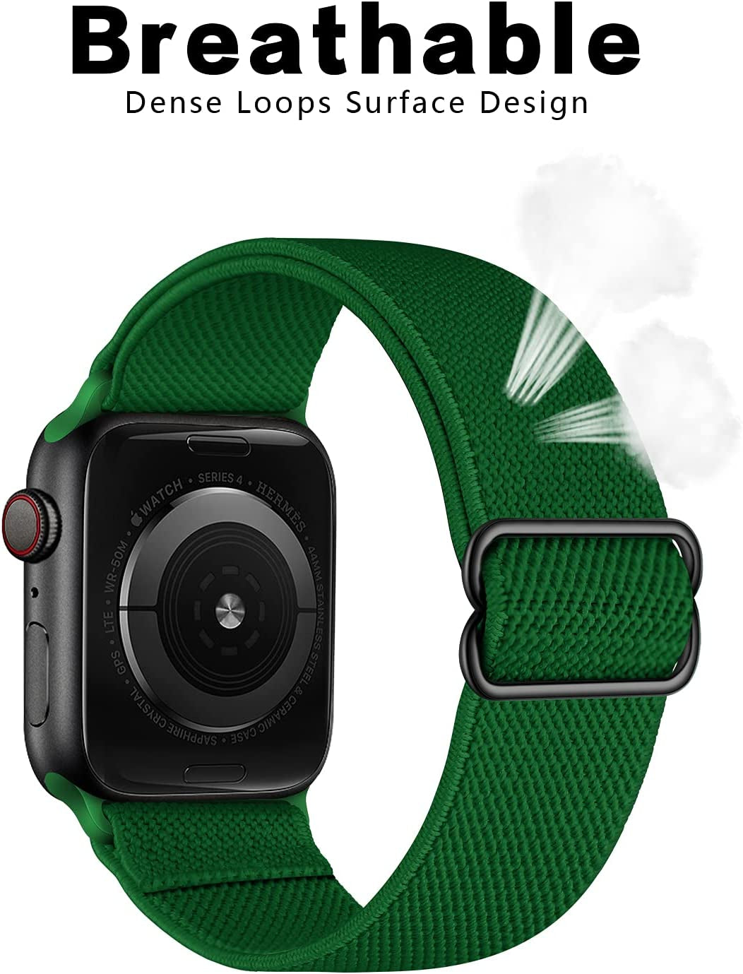 AMANECER Stretchy Nylon Watch Bands Compatible with Apple Watch Ultra Series 8/7/6/5/4/3/2/1 SE, Adjustable Braided Elastic Sport Loop Rugged Straps for Iwatch Women Men (Hunter Green, 38/40/41MM)  AMANECER   