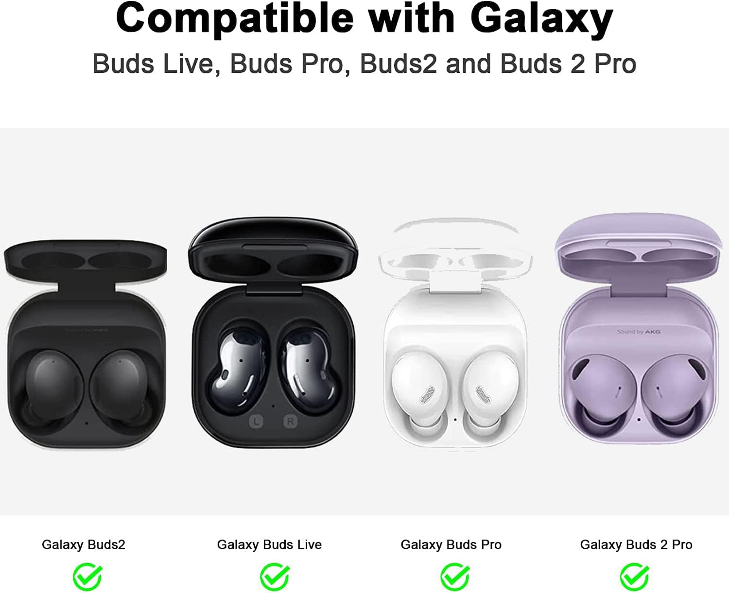 VAEKNVG Silicone Case for Samsung Galaxy Buds 2 Pro/Galaxy Buds 2/ Galaxy Buds Pro/Galaxy Buds Live Case, Shock-Absorbing Protective Earbuds Cover with Carabiner Accessories(Black)  VAEKNVG   