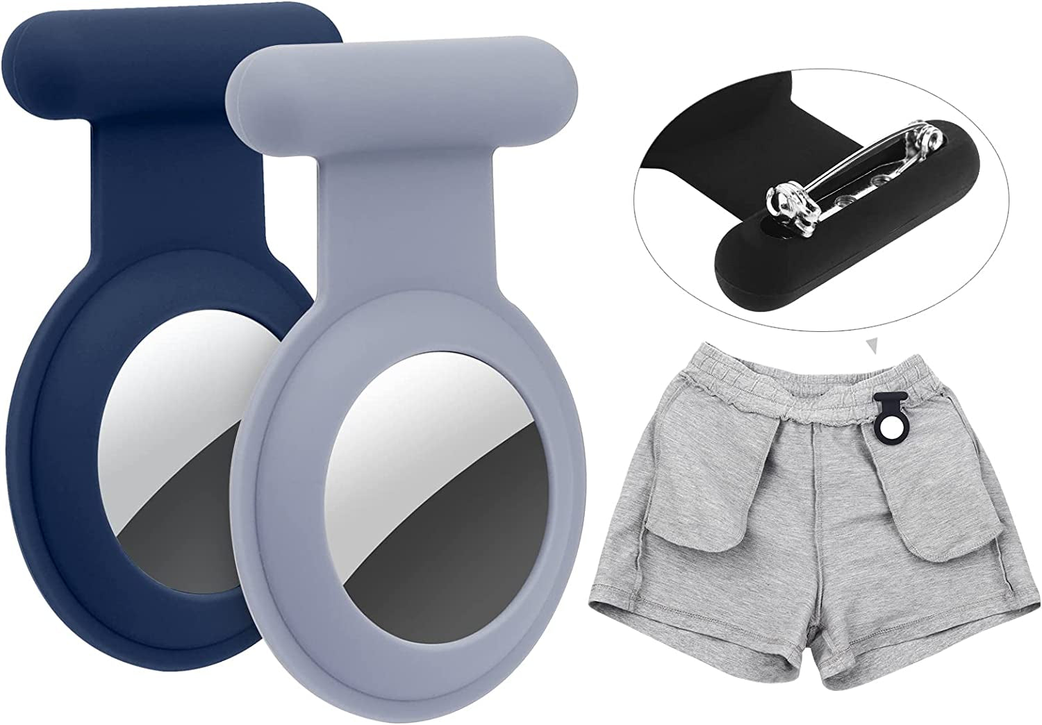 Airtag Hidden GPS Tracker Case,Airtag for Kids,Elderly,Pet,Clothing (Navy Blue&Blue)(Not GPS Included)  WALLFID   