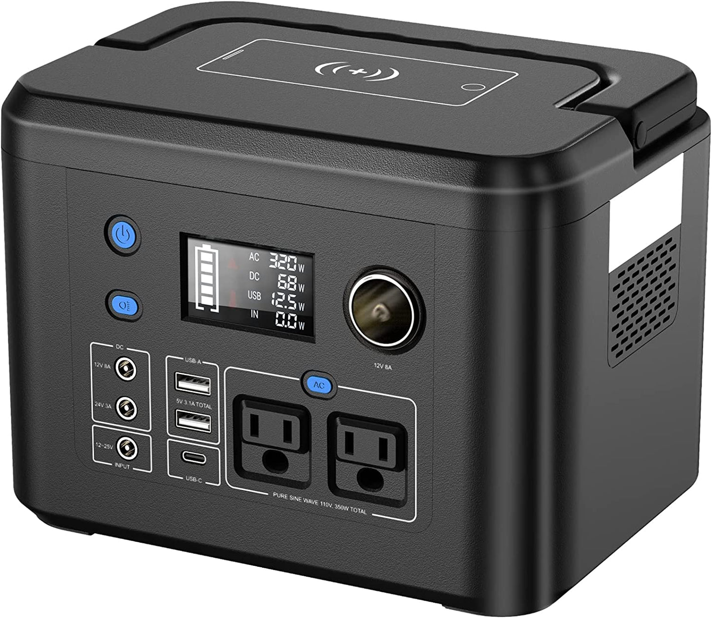 200W Portable Power Station, Powkey 120Wh/33,000Mah Power Bank with AC Outlet, 110V 6 Outputs Power Generator External Battery Pack with LED Light for Home Use and Outdoor Camping  Hengke Energy(GuangDong) Co., Ltd 350W  