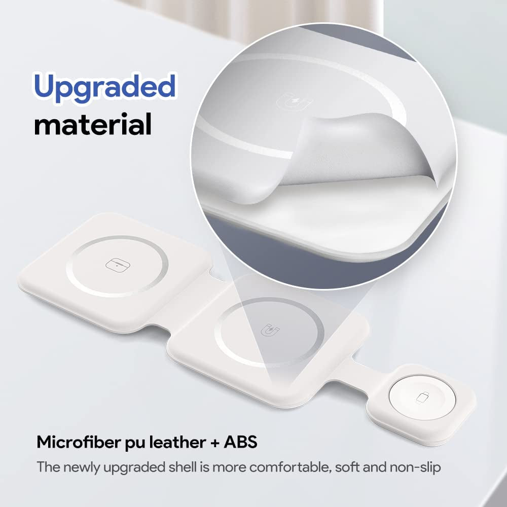 Magnetic Wireless Charger for Iphone: CYFIBYNO Fodable 3 in 1 Charging Station, Iphone Travel Wireless Charger Compatible with Magsafe for Iphone, Samsung, Airpods 3/2/Pro, Apple Iwatch.  CYFIBYNO   