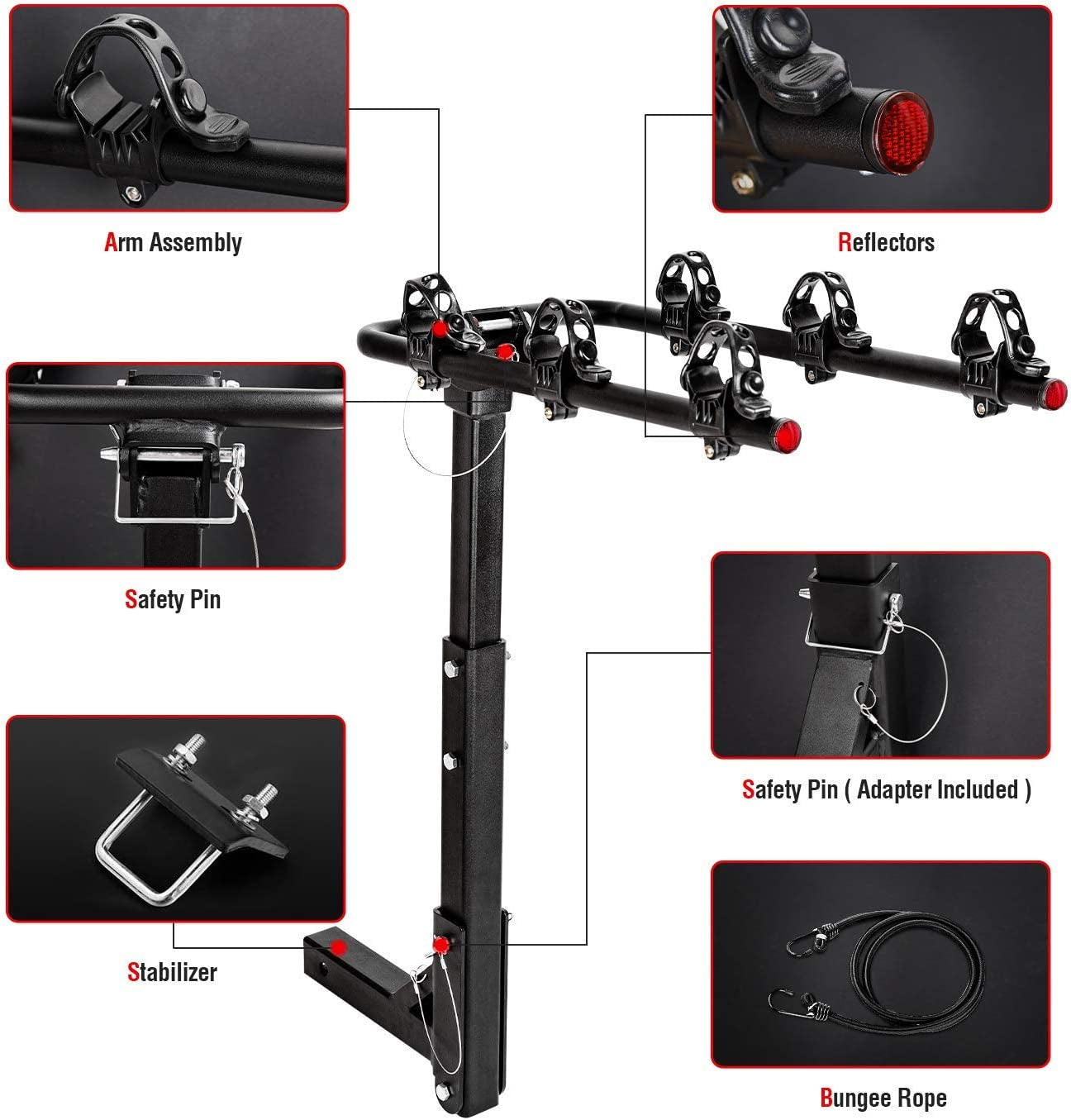 AA Products 3 Bike Rack Platform Hitch Mount Rack Foldable Bicycle Rack for Cars, Trucks, Suv'S and Minivans, Fits 2'' Hitch Receiver  AA Products Inc.   