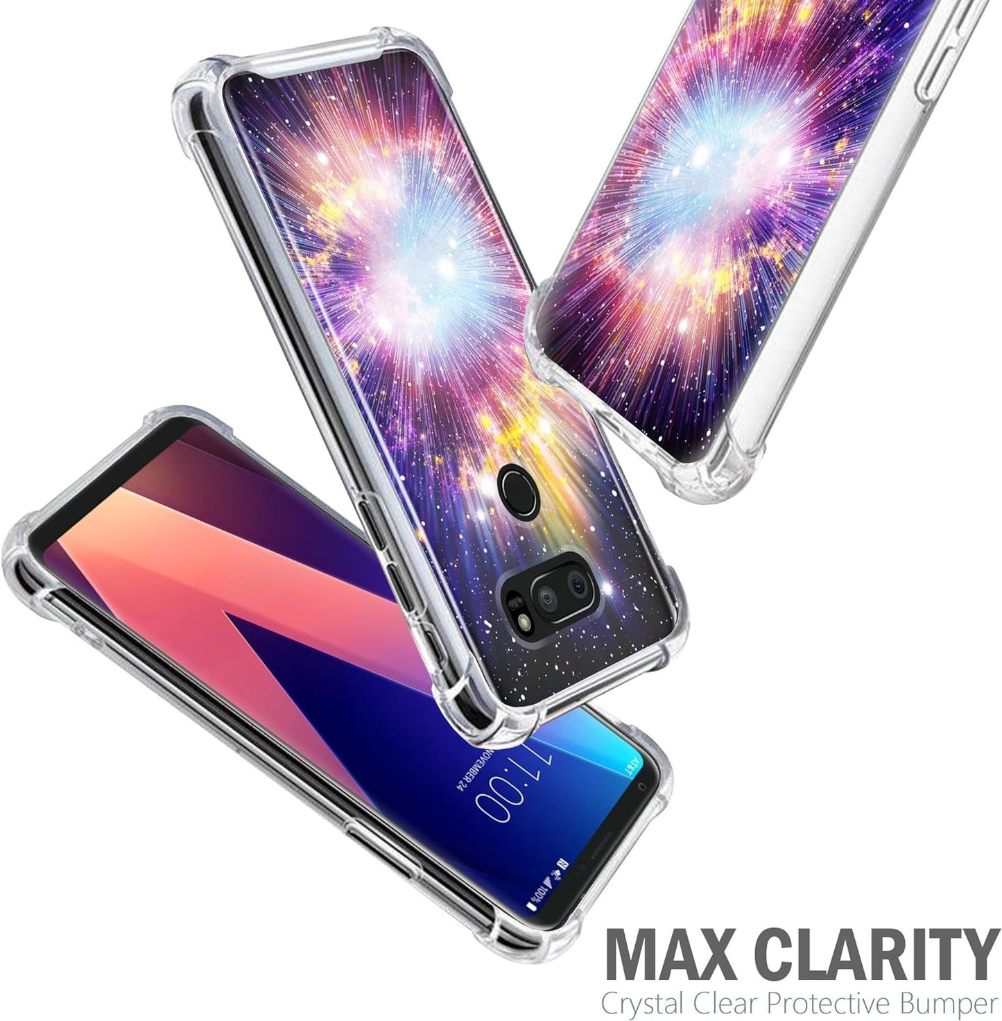 Casesondeck Fitted Case Compatible with [LG V30S Thinq and LG V30] Shock Absorption Bumper Cover Soft TPU Bumper Edges(Lightspeed)  CasesonDeck   