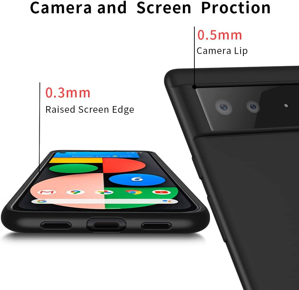 X-Level Google Pixel 6 Case Ultra-Thin Slim Fit [Guardian Series] Phone Cases Soft Flexible TPU Matte Finish Coating Light Protective Back Cover for Pixel 6-Black  X-level   