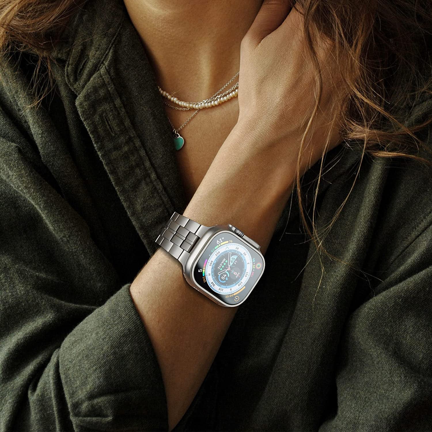 Baozai Titanium Band Compatible with Apple Watch Band 49Mm 45Mm 44Mm 42Mm, Titanium Sports Band for Apple Watch Ultra Series 8/7/6/5/4/3/2/1/SE Men  baozai   