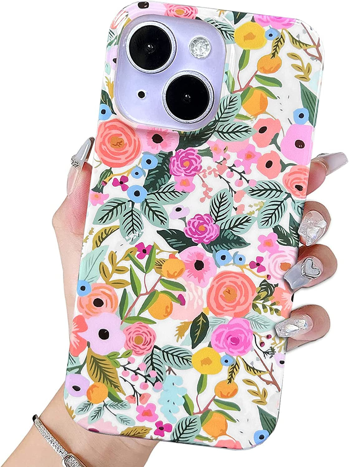 J.West Compatible with Iphone 14 Case Soft Shockproof Cute Floral Phone Protective Cover for Women, Garden Flower Pattern Design Slim Fit Anti-Scratch 6.1" Phone Case for Girl  J.west   