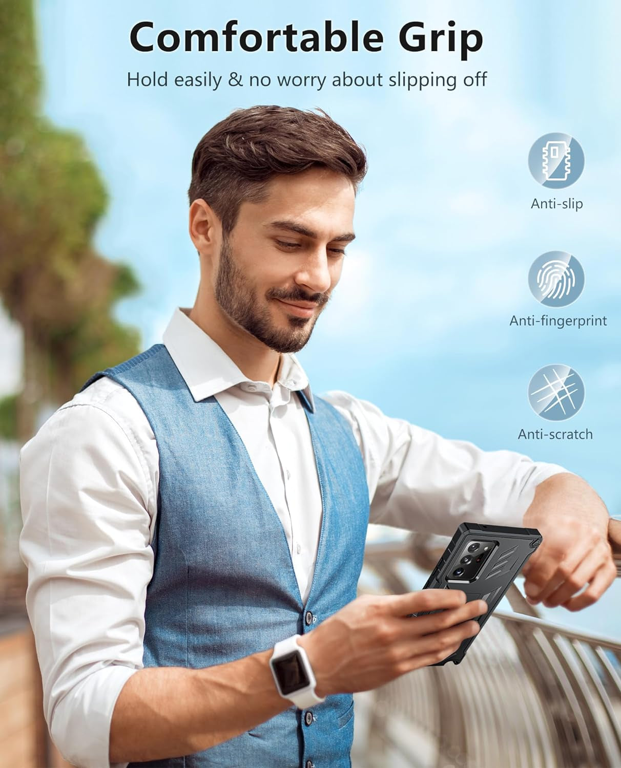 FNTCASE for Samsung Galaxy Note-20-Ultra Case: with Belt-Clip Holster & Built-In Screen Protector & Kickstand, Full-Body Dual Layer Rugged Heavy Duty Shockproof Protective Cell Phone Cover 5G-Black  FNTCASE   