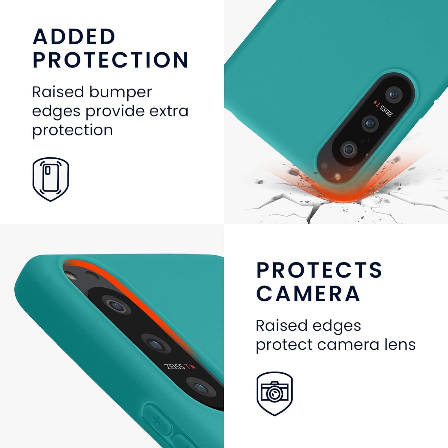 Kwmobile Case Compatible with Sony Xperia 5 IV Case - Soft Slim Protective TPU Silicone Cover - Teal Matte  KW-Commerce   