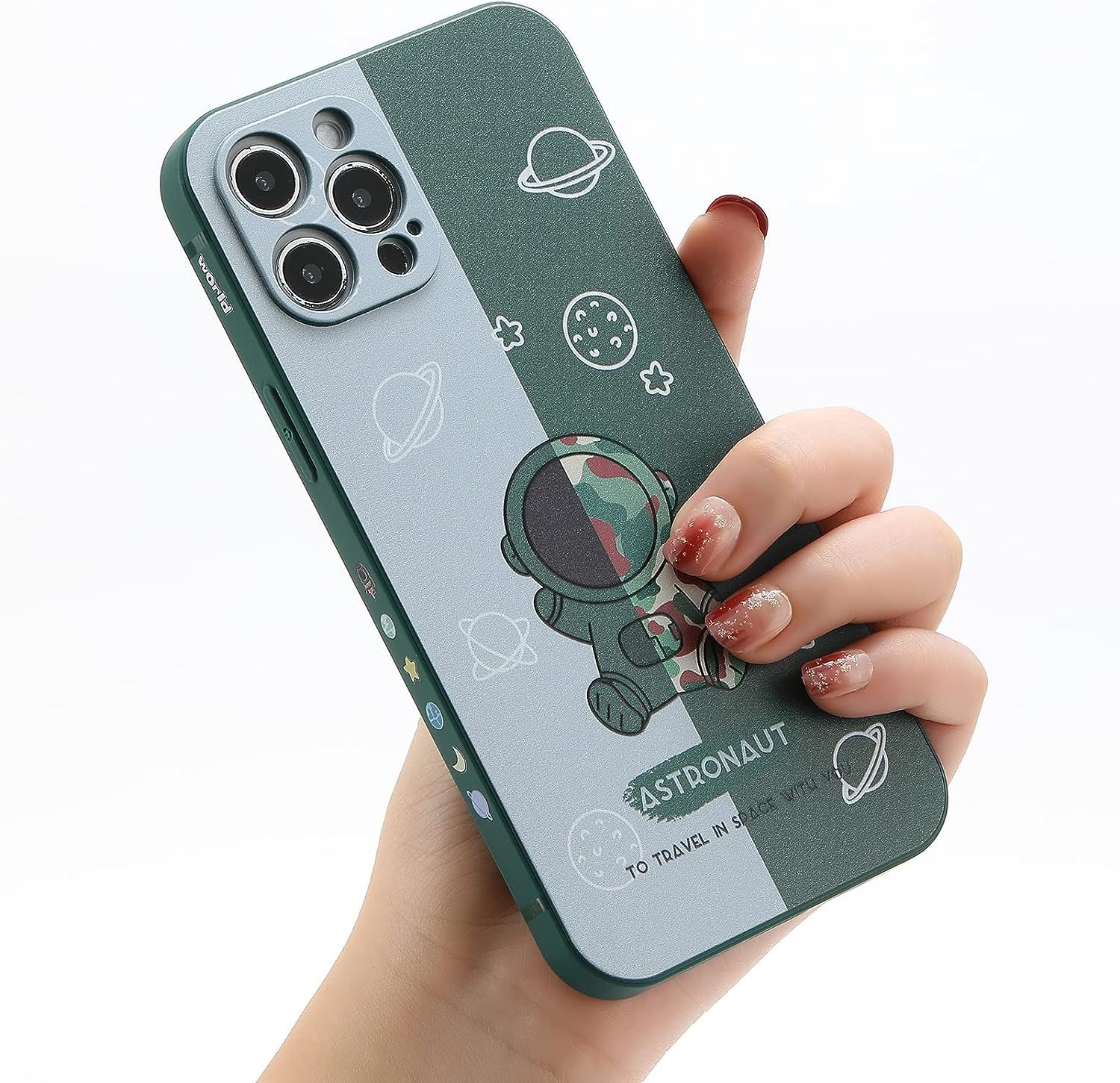 Yonds Queen for Iphone 13 Mini Cute Case, Cool Cartoon Swing Astronaut Planet Moon Design Stylish Soft TPU Bumper Shockproof Anti-Slip Protector Case (Iphone 13 Mini, Black Planet)  Yonds Queen Green Planet Iphone Xs Max 