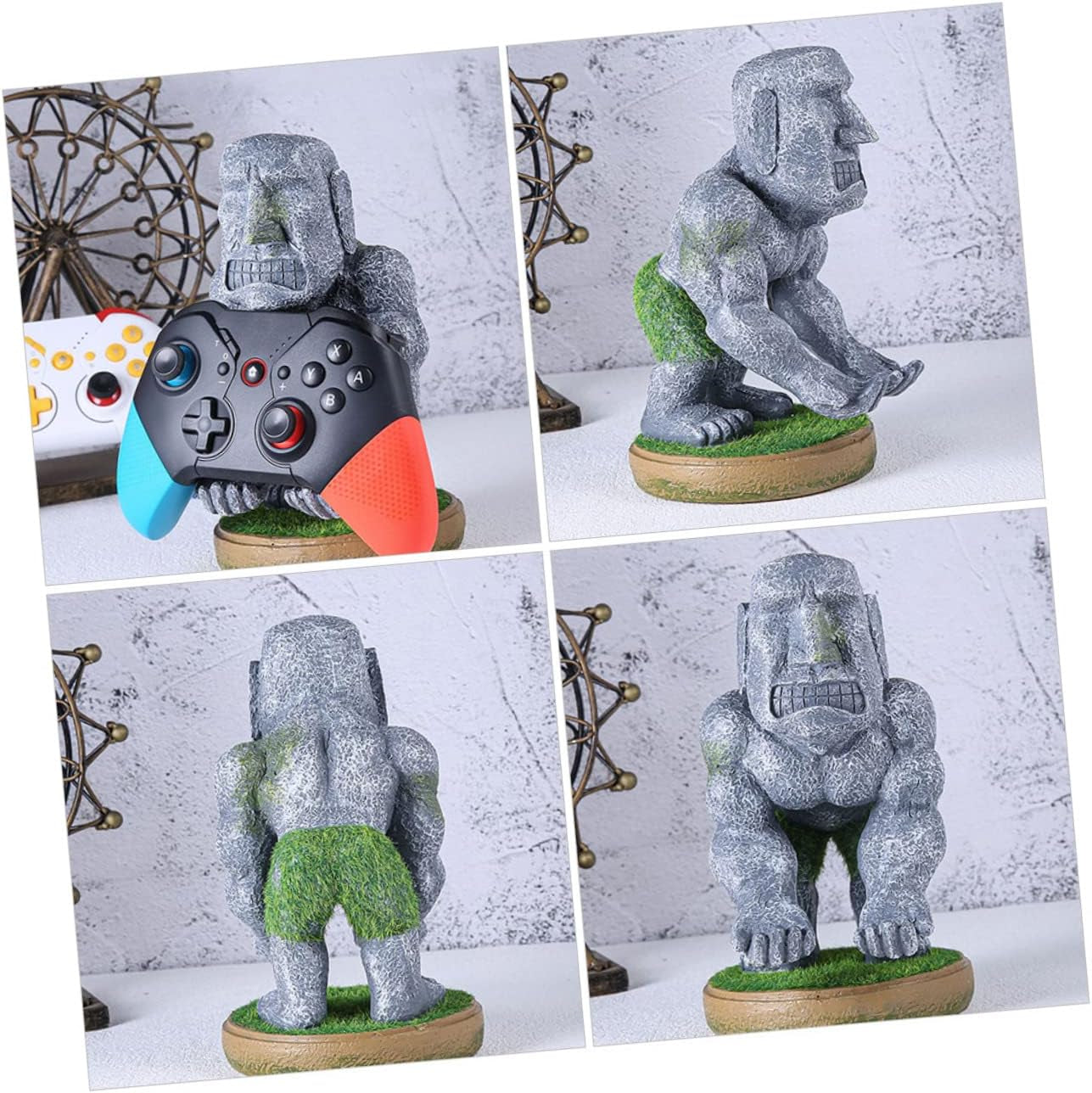 Cabilock 2Pcs Controller Smartphones Ornament Game Gaming Decor Unique Monolith Phone Head Headphone Moai All Accessories Decorative Handle Craft Wear-Resistant Accessory Novel Cell Stone  Cabilock   