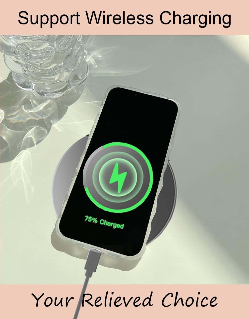 GUSDBSW Cute Iphone 14 plus Case for Women Girls, Lovely Floral Strawberry Pattern Wave Comfortable Grip Design for Girly, Slim Thin Soft Flexible TPU Clear Protective Phone Case - Blueberry Flower  GUSDBSW   