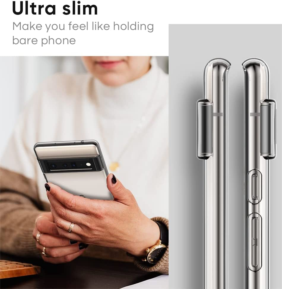 Raysmark Google Pixel 6 Pro Case, Ultra [Slim Thin] Scratch Resistant TPU Rubber Soft Silicone Protective Crystal Clear Case Cover for Google Pixel 6 Pro (Clear)  Raysmark   