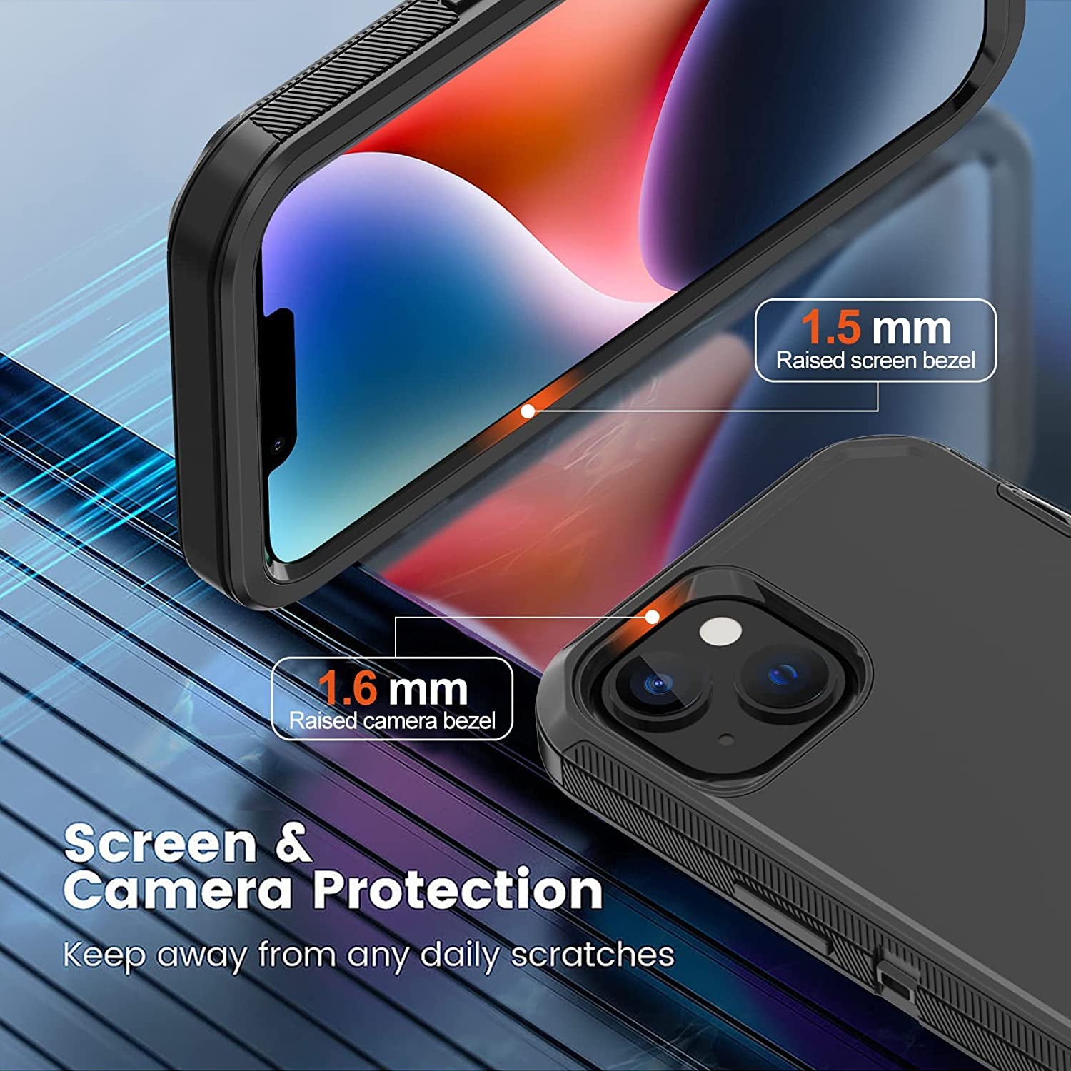 Annymall for Iphone 14 plus Case with 2 Screen Protector, Heavy Duty Drop Protection Shockproof Rugged 3-Layer Military Tough Durable Protective Cover for Apple Iphone 14 plus 6.7" (Black)  Annymall   