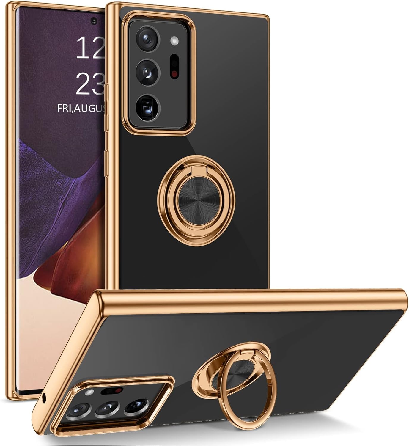 DUEDUE for Samsung Galaxy Note 20 Ultra Case with Ring Holder Kickstand 360 Degree Rotation Magnetic Car Finger Soft TPU Slim Cover Protective Phone Case for Samsung Note 20 Ultra 5G 6.9", Black  DUEDUE   