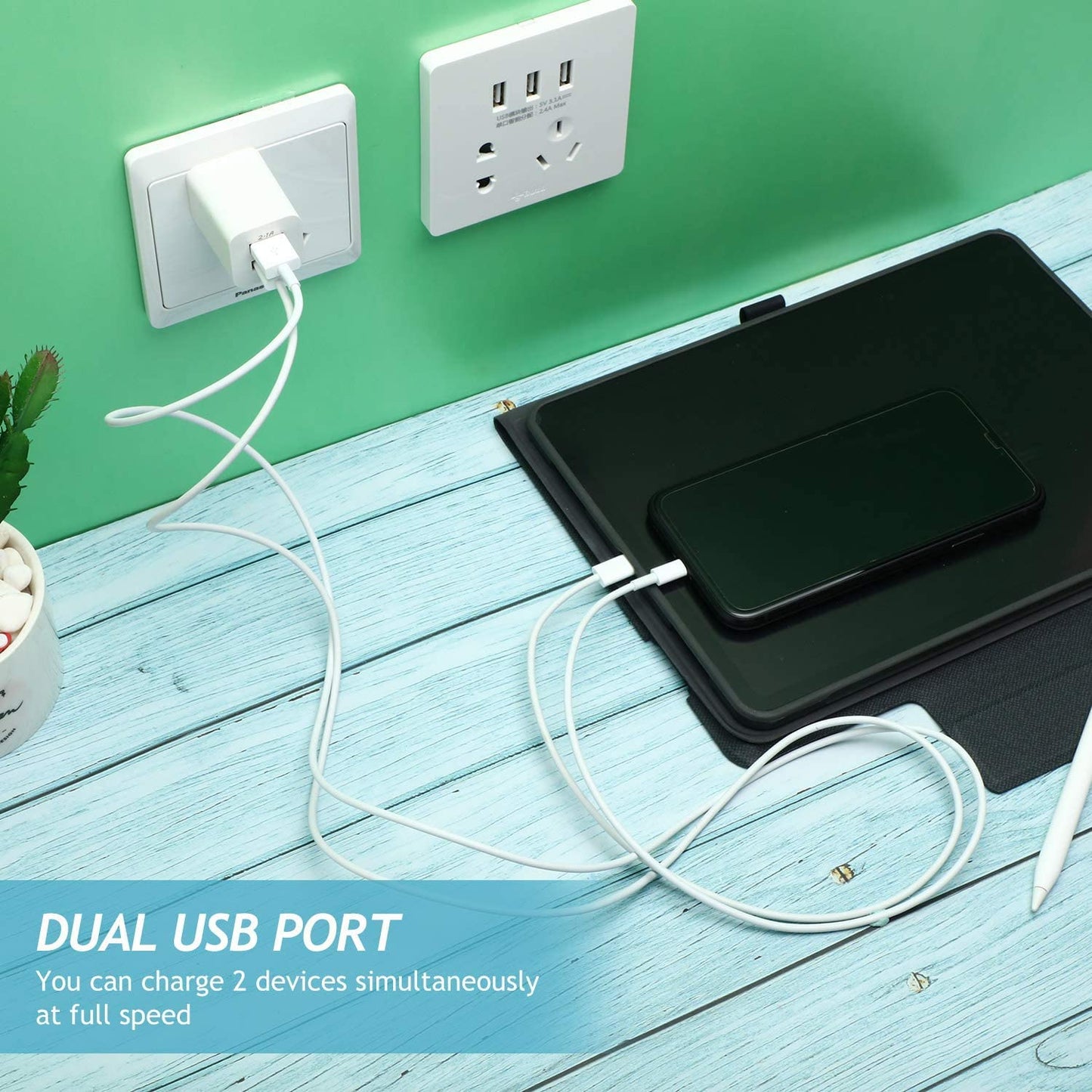 12 Pieces Dual Port USB Wall Charger USB Charger Adapter Quick Charger Cube 2.1A USB Charger Wall Plug Charging Block Replacement for Most Smartphones and Tablets (Multiple Colors)  Zhanmai   