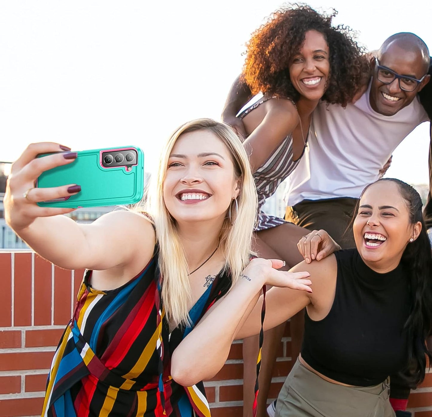 Idweel Galaxy S22 Case with Build-In Kickstand, Heavy Duty Protection Shockproof Anti-Scratch Rugged Protective Durable Case Hard Cover for Samsung Galaxcy S22 6.1 Inch,Light Blue/Pink  IDweel   