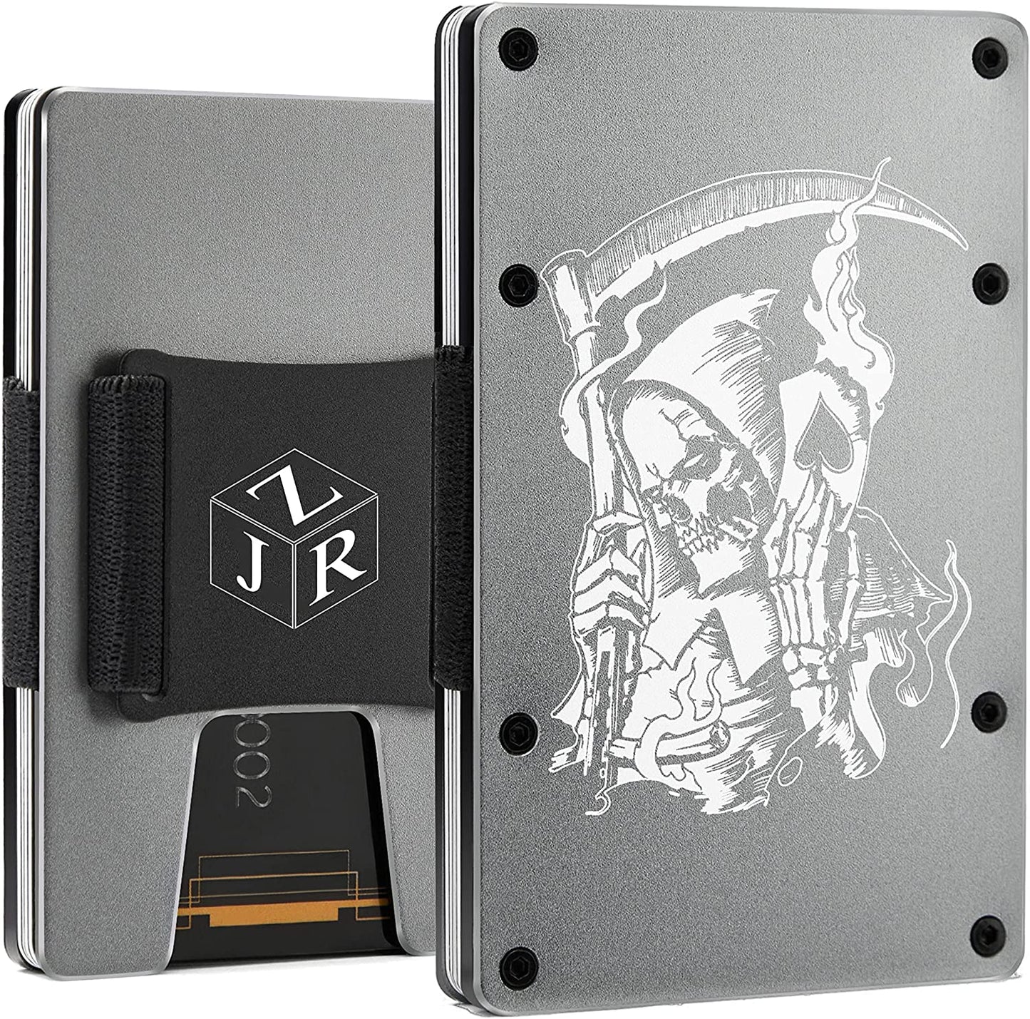 Men Minimalist Metal Cash Strap Wallet for Men Women Him Her | Personalized Slim Front Pocket RFID Blocking Belt Aluminum Card Holder for Business Travel | Birthday Christmas Anniversary Deployment  FeiYen   