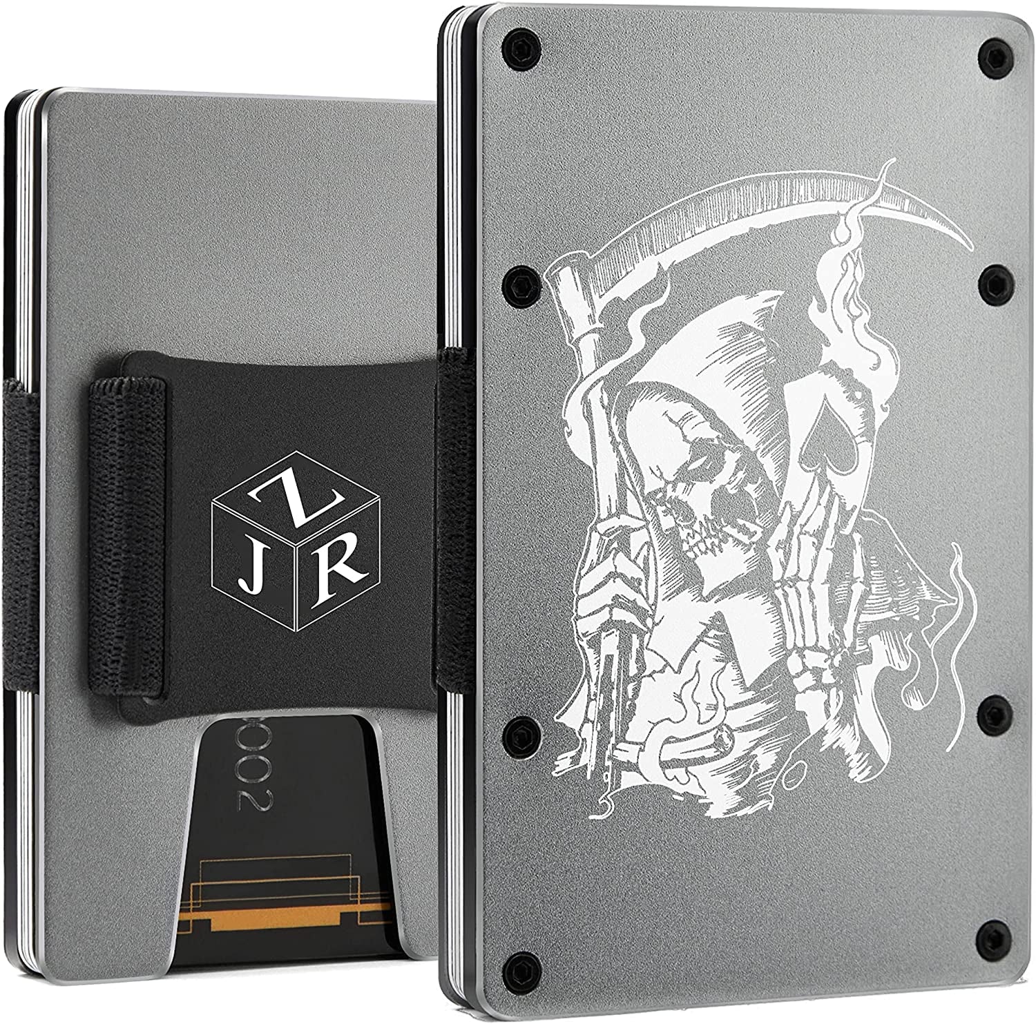 Men Minimalist Metal Cash Strap Wallet for Men Women Him Her | Personalized Slim Front Pocket RFID Blocking Belt Aluminum Card Holder for Business Travel | Birthday Christmas Anniversary Deployment  FeiYen   