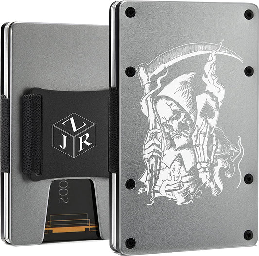 Men Minimalist Metal Cash Strap Wallet for Men Women Him Her | Personalized Slim Front Pocket RFID Blocking Belt Aluminum Card Holder for Business Travel | Birthday Christmas Anniversary Deployment  FeiYen   