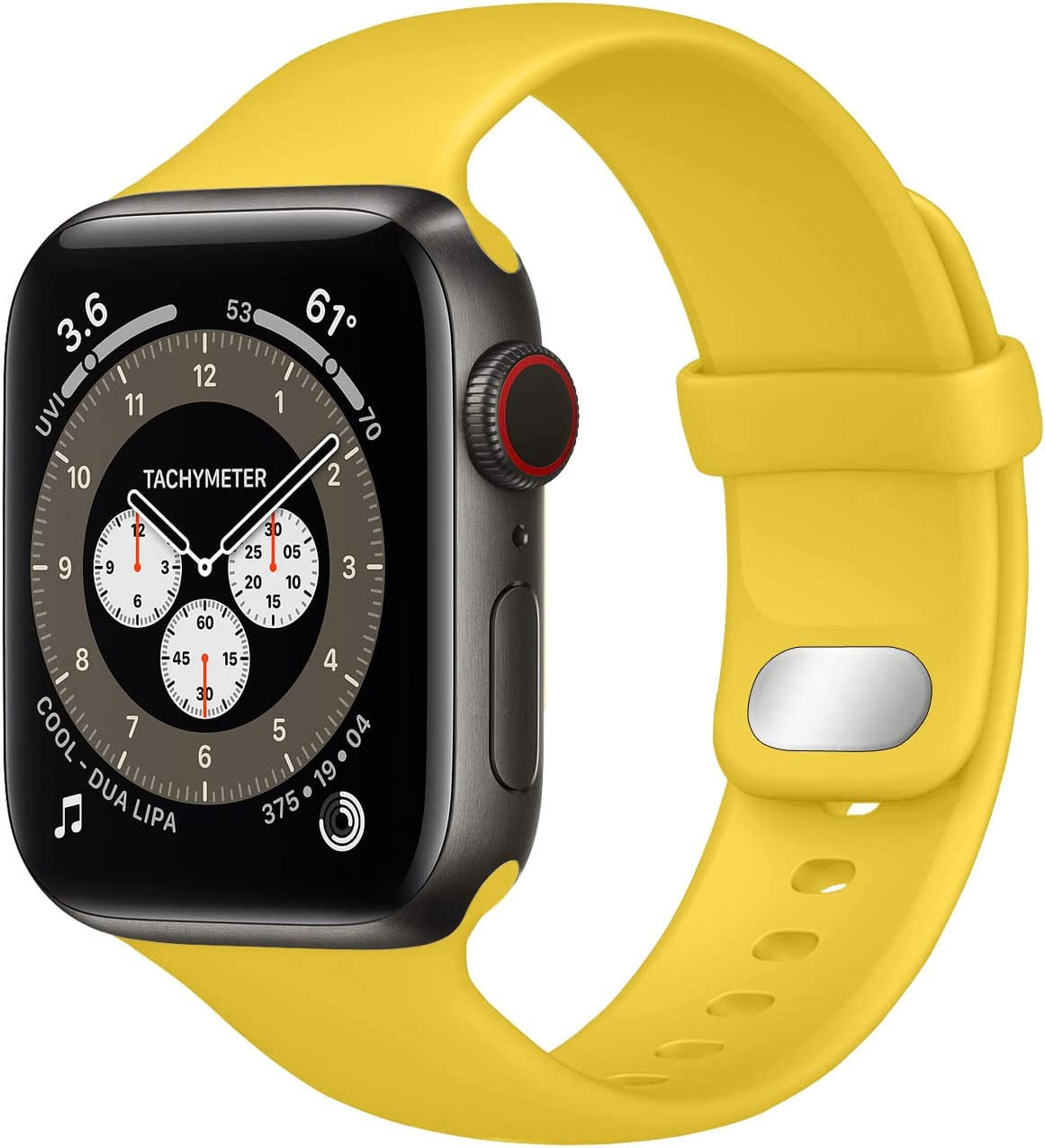 NUKELOLO Sport Band Compatible with Apple Watch Bands 38Mm 41Mm 40Mm 45Mm 44Mm 42Mm, Soft Silicone Replacement Strap Compatible for Iwatch Series SE 7 6 5 4 3 2 1 Women Men  NUKELOLO Yellow 42mm/44mm/45mm 