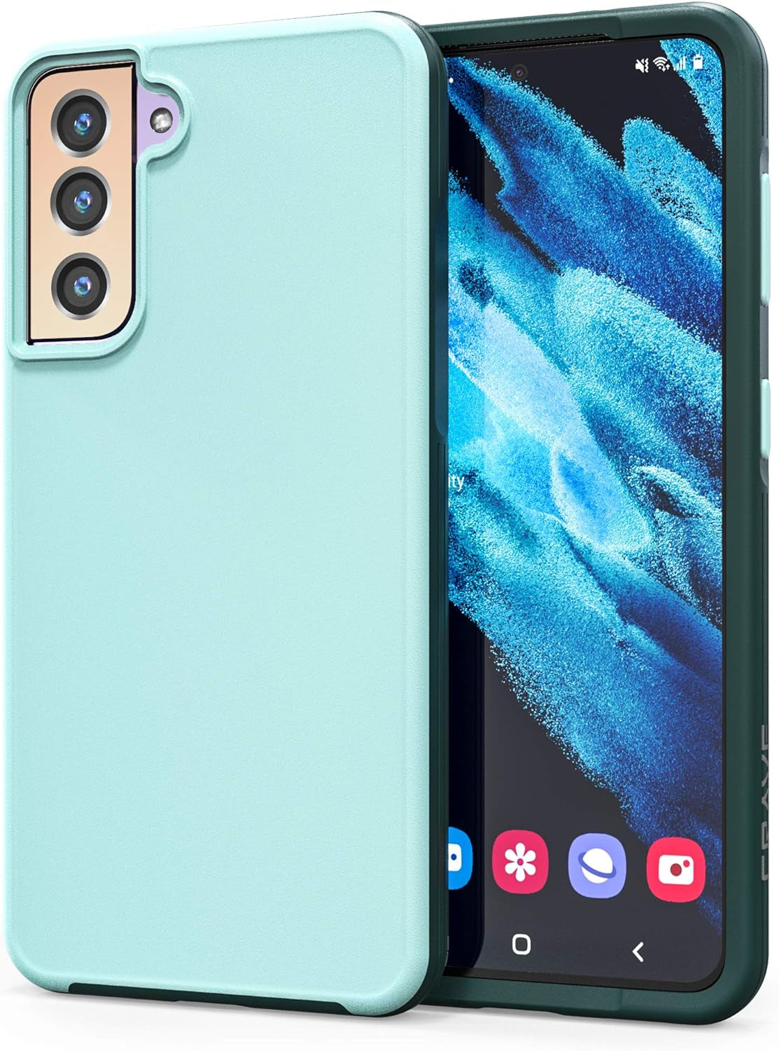 Crave Slim Guard for Galaxy S21 Case, Shockproof Case for Samsung Galaxy S21, S21 5G (6.2 Inch) - Black  Crave Aqua  