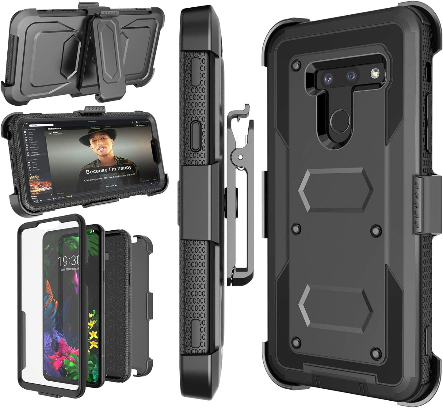 Njjex Compatible with LG G8 Thinq Case/Lg G8 Holster Case, [Nbeck] Shockproof Heavy Duty Built-In Screen Protector Rugged Locking Swivel Belt Clip Kickstand Hard Shell Cover [Green]  NJJEX Black  