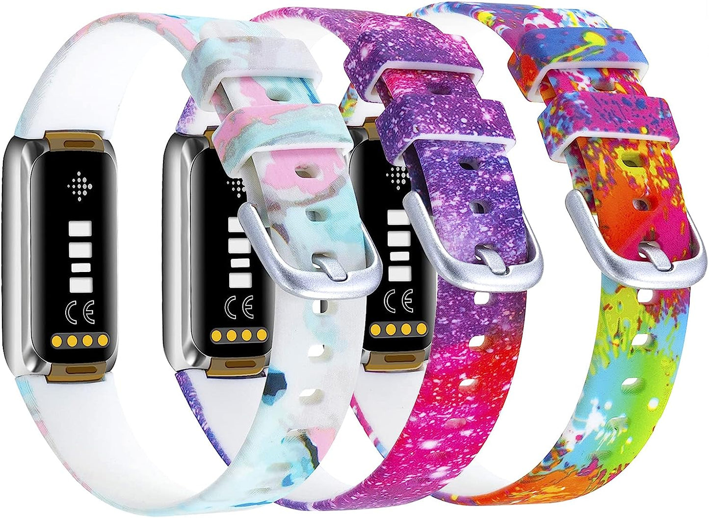 3-Pack Sport Bands Compatible with Fitbit Luxe, Classic Soft Silicone Replacement Wristband Strap Small Large for Women Men  voma   