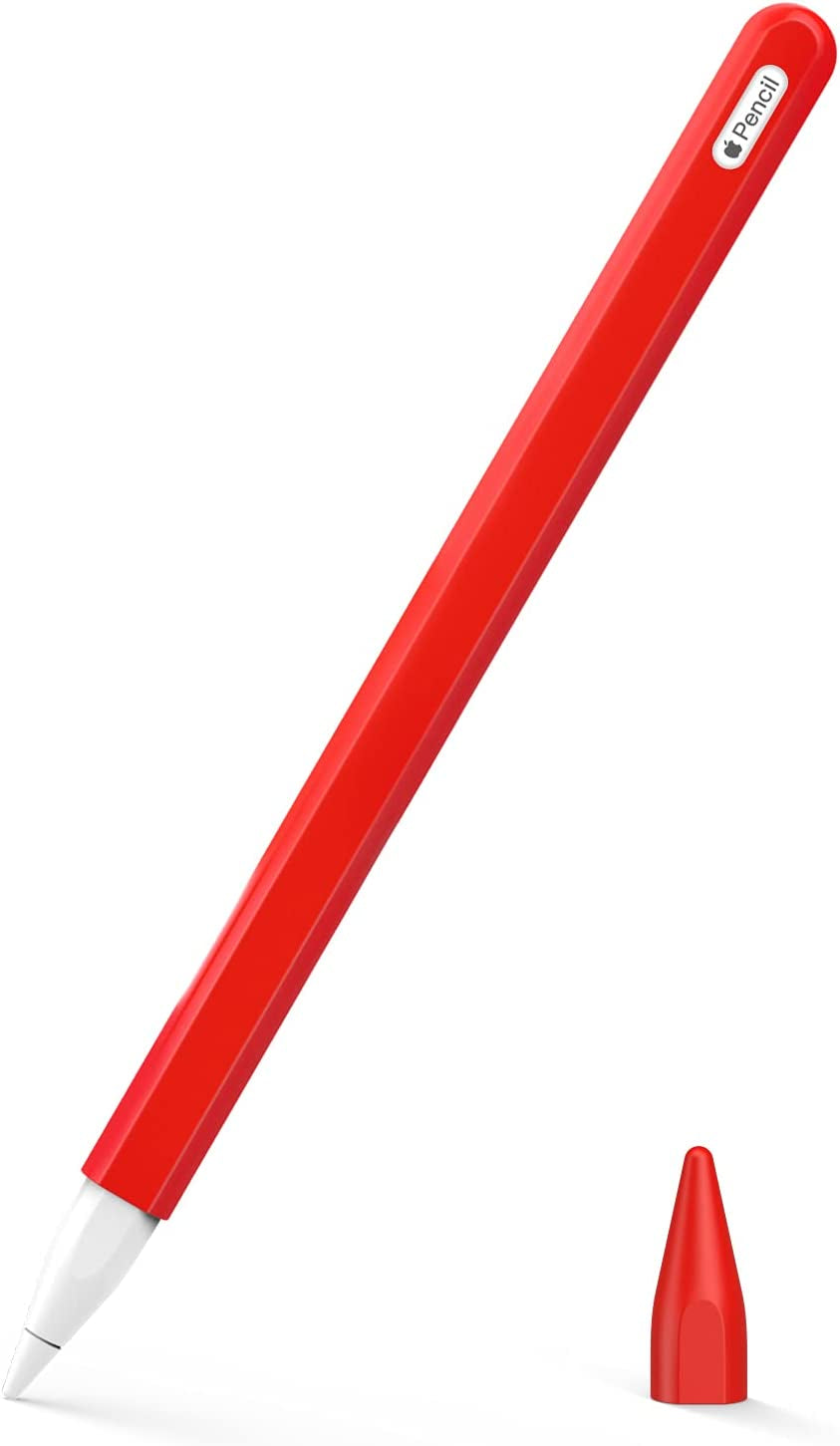 Moko Pencil Case for Apple Pencil 2Nd Gen, [2 Pieces] Silicone Pencil Holder Sleeve and Nib Cover Fit Ipad Mini 6 2021/ Ipad Air 5/4 Gen 2022/2020/ Ipad Pro 11/Pro 12.9 2022/2021/2020 - Soft Pink  MoKo Red  