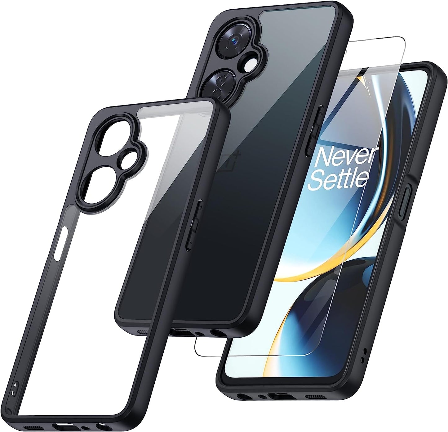 MAKAVO for Oneplus Nord N30 5G Case with Glass Screen Protector, Non-Yellowing Crystal Clear Shockproof Bumper Case, Slim Thin yet Military Grade Drop Proof Phone Cover  MAKAVO   