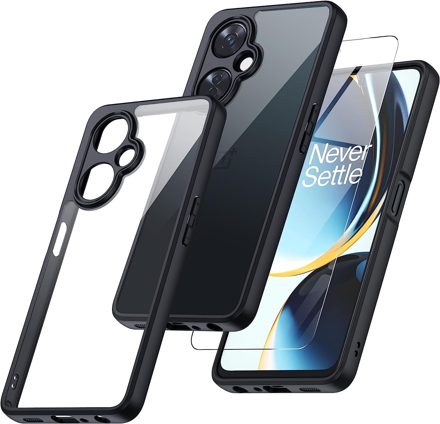 MAKAVO for Oneplus Nord N30 5G Case with Glass Screen Protector, Non-Yellowing Crystal Clear Shockproof Bumper Case, Slim Thin yet Military Grade Drop Proof Phone Cover  MAKAVO   