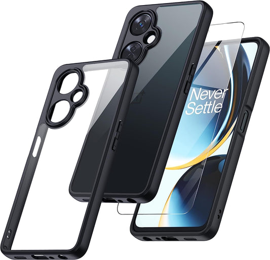 MAKAVO for Oneplus Nord N30 5G Case with Glass Screen Protector, Non-Yellowing Crystal Clear Shockproof Bumper Case, Slim Thin yet Military Grade Drop Proof Phone Cover  MAKAVO   