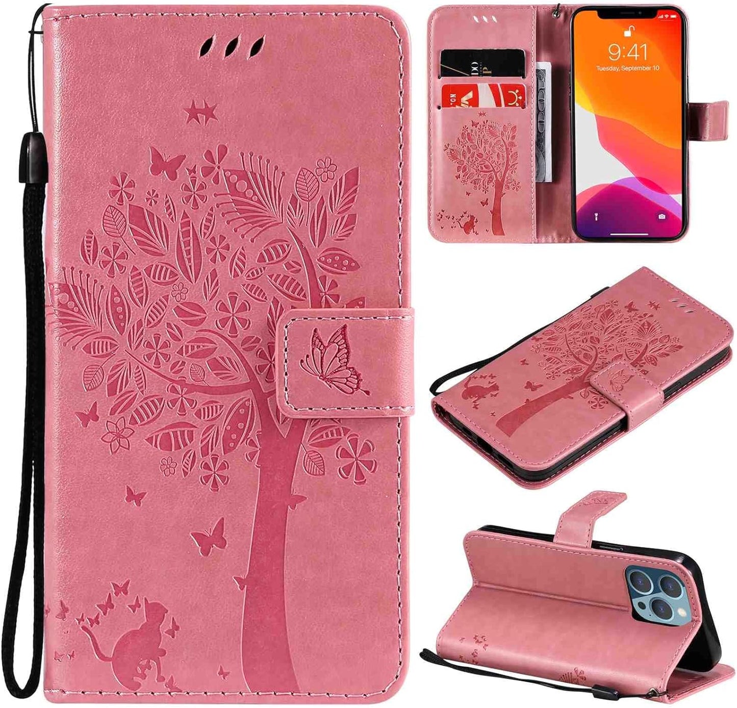 Fansipro Phone Cover Wallet Folio Case for LG G7 THINQ, Premium PU Leather Slim Fit Cover for G7 THINQ, 2 Card Slots, Exactly Fit, Gray  Fansipro Pink  