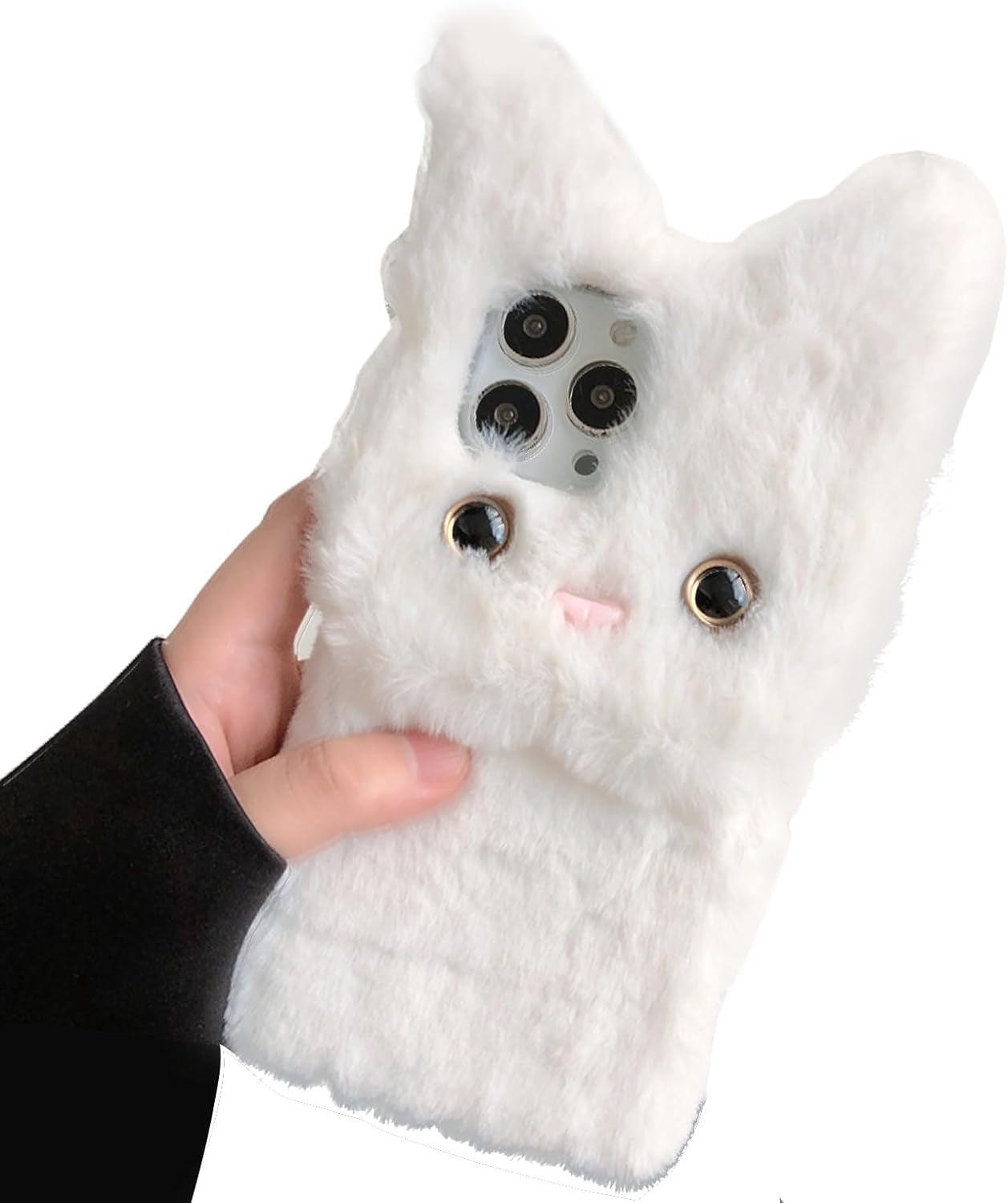 SINQERISHT Furry Plush Case for Samsung Galaxy S21 Phone Case Fluffy Girls Cute Winter Warm Hair Handmade Cat Cover Shockproof Protective Kawaii Cover for Girls Women(Pink)  SINQERISHT White Galaxy A72 