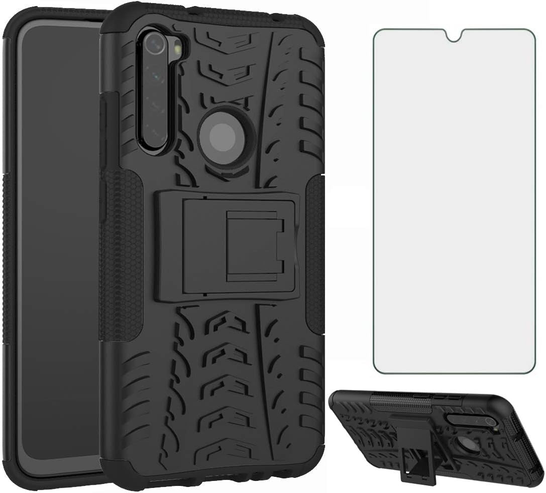 Asuwish Phone Case for Xiaomi Redmi Note 8 with Tempered Glass Screen Protector and Slim Stand Hybrid Heavy Duty Rugged Protective Cell Cover Redme Note8 Kickstand Mobile Accessories Women Men Purple  Asuwish Black For Redmi Note 8 For Redmi Note 8 