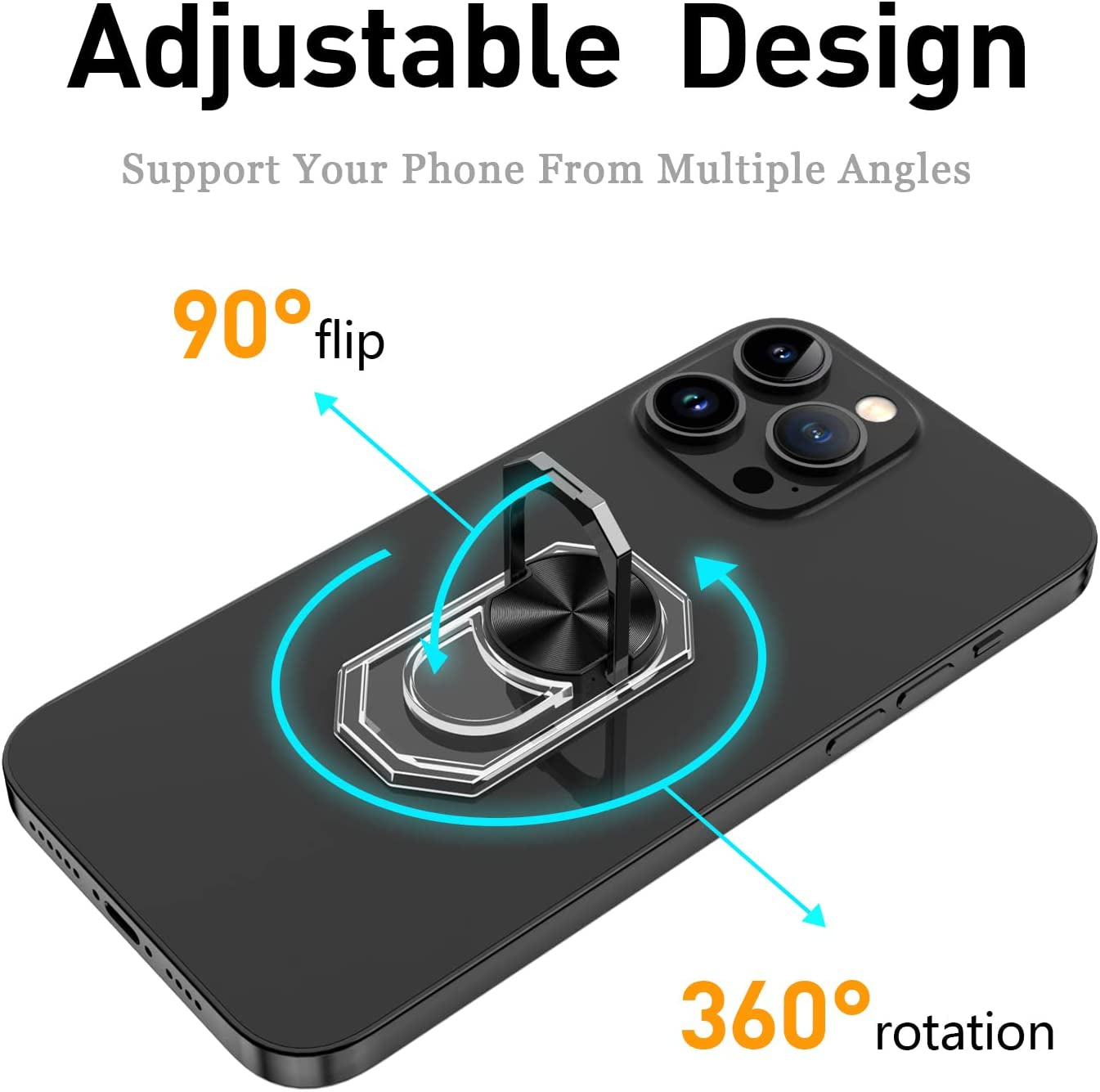 KACHEN 2 Packs Ring Holder, Cell Phone Ring Holder Stand, 360 Degree Rotation Finger Ring Kickstand with Polished Metal Phone Grip for Magnetic Car Mount  KACHEN   