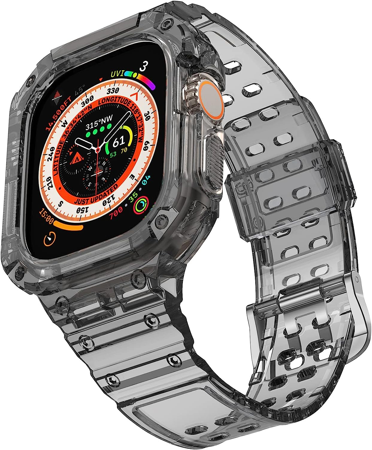 AIRYZGOOD Compatible for Apple Watch Band Ultra 49Mm with Bumper Case,Crystal Clear Soft Sport Wristband Shockproof Protector Case for Iwatch Ultra 49Mm  AIRYZGOOD Crystal/Black 49mm 