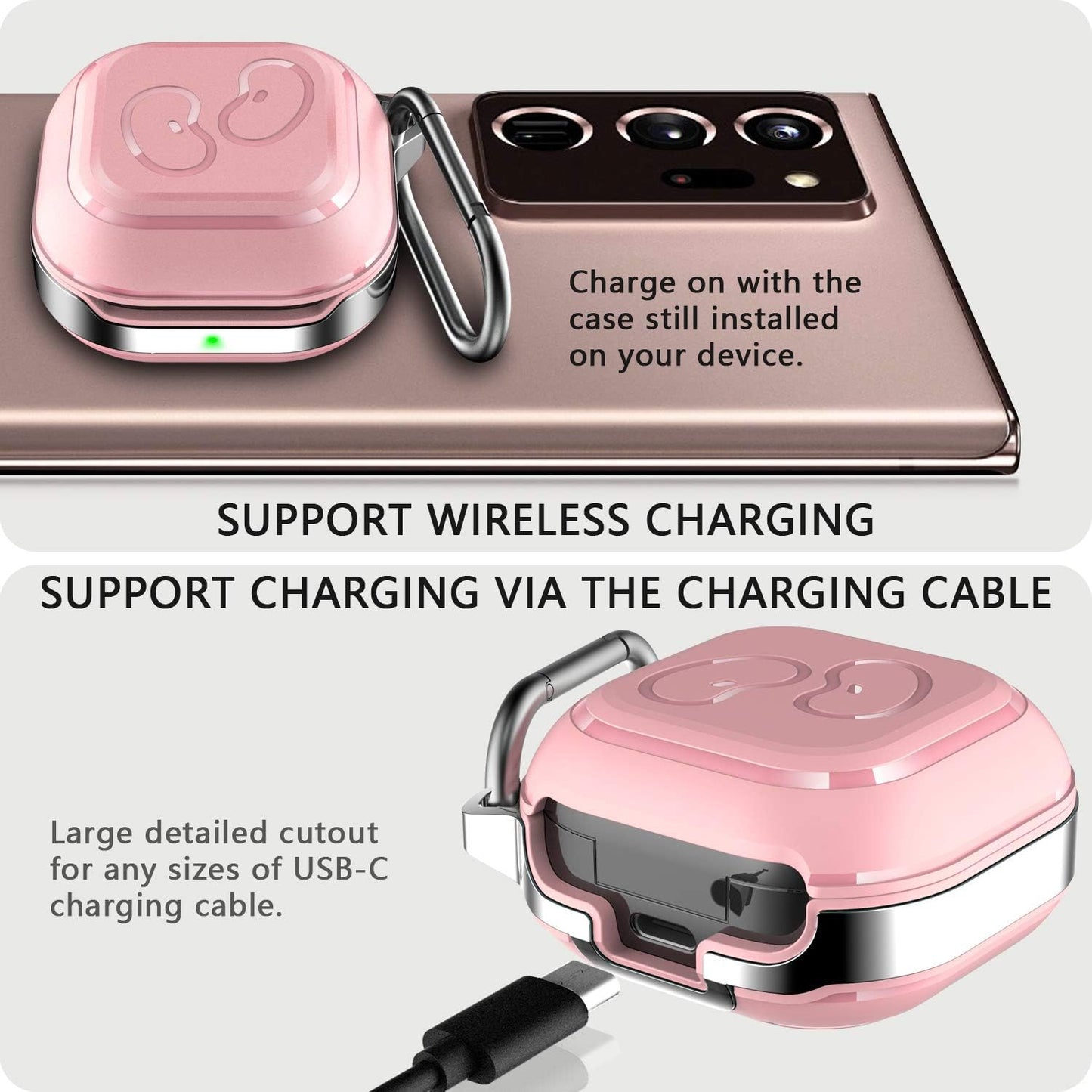 HALLEAST for Galaxy Buds 2 Pro Case/Galaxy Buds 2 Case/Galaxy Buds Pro Case/Buds Live Case Cover, TPU Carrying Case for Women Girl (Support Wireless Charging), Cute Pink  HALLEAST   