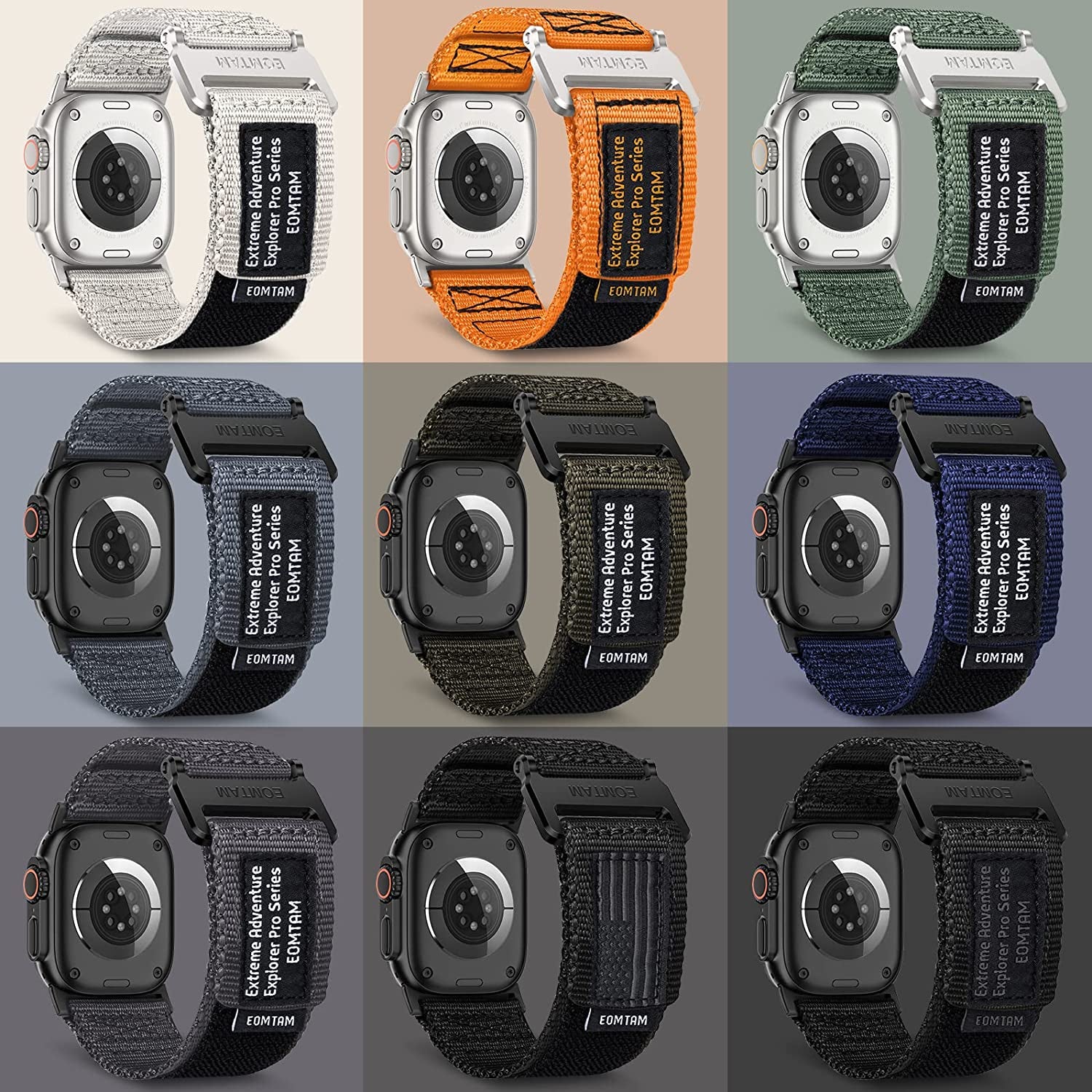 EOMTAM Width 30MM Men Soft Nylon Strap for Apple Watch Band Ultra 49Mm 45Mm 44Mm 42Mm 41Mm 40Mm 38Mm, Rugged Sport Woven Adjustable Wristband for Iwatch Series 8 SE 7 6 5 4 3  EOMTAM   