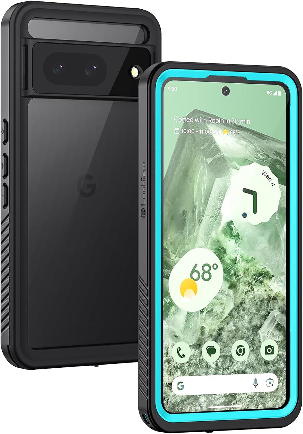 Lanhiem Pixel 8 Pro Case, IP68 Waterproof Dustproof Case with Built-In Screen Protector, Rugged Full Body Shockproof Protective Clear Cover for Google Pixel 8 Pro, Black  Lanhiem Blue For Pixel 8 