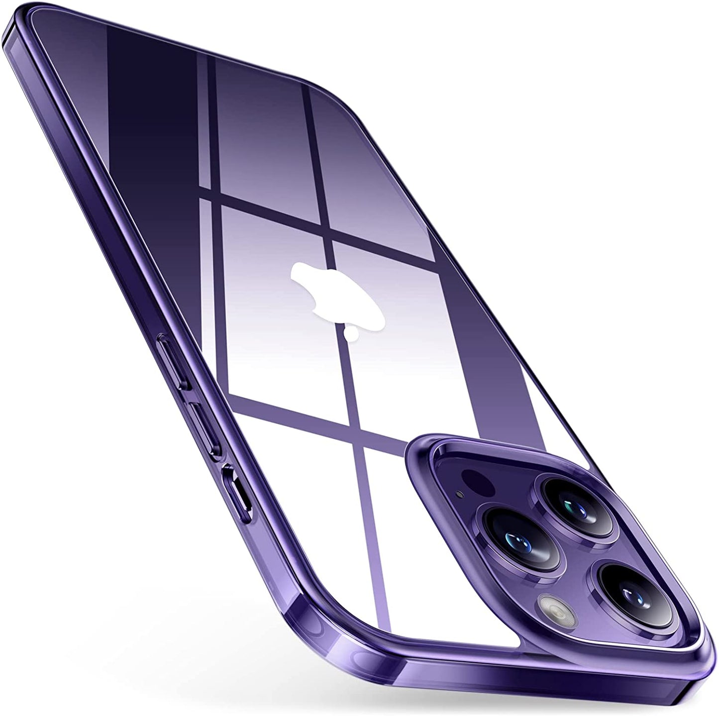 TORRAS Diamond Clear Iphone 14 Pro Case, 10FT Military Grade Drop Tested, Non-Yellowing, Shockproof Protective Hard Back Slim Thin Clear Case for Iphone 14 Pro Phone Case, 6.1 Inch, Clear  TORRAS B- Deep Purple Iphone 14 Pro 