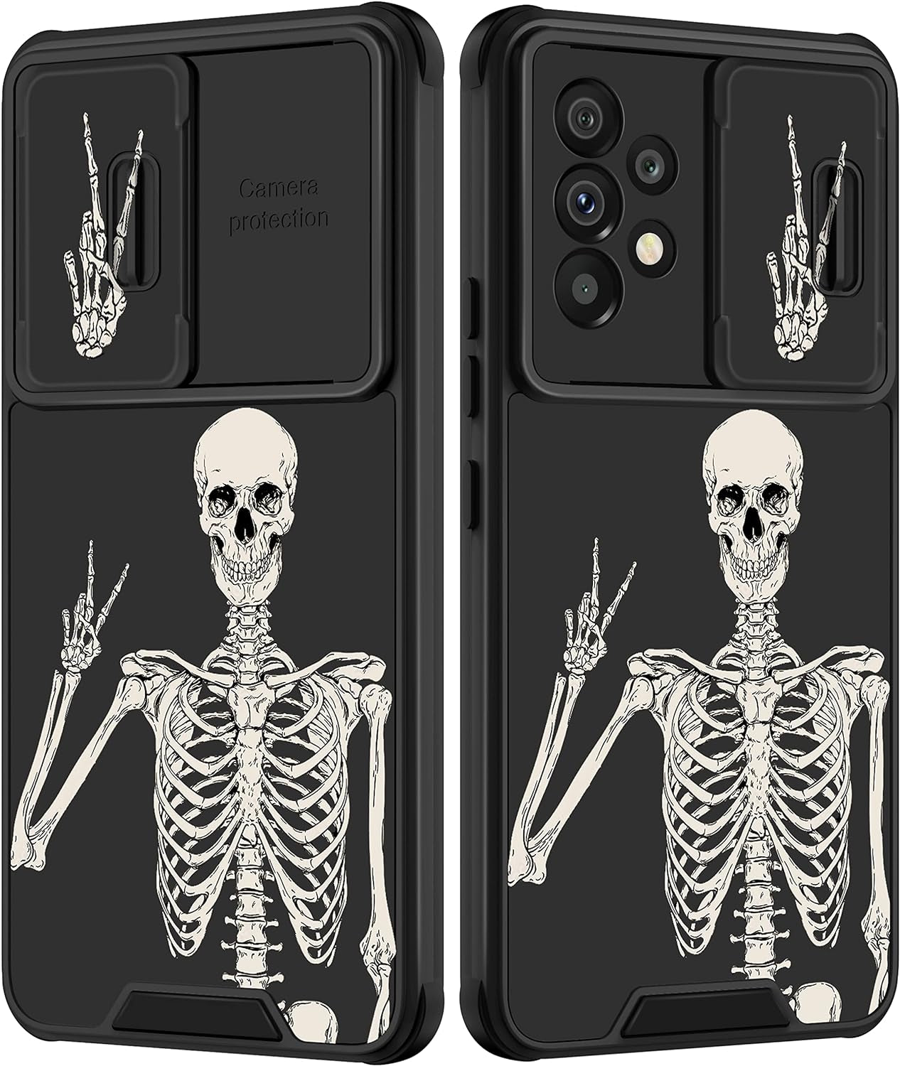 Goocrux for Samsung Galaxy A53 5G Case Skeleton for Women Girls Cute Skull Girly Phone Cover Gothic Design Aesthetic with Slide Camera Cover Funny Cool Cases for Galaxy A53 6.5''  Goocrux Yes Skull  